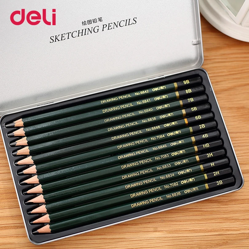 

Drawing and Sketching Pencil Set, Metal Tin, 12 Count Drawing Pencils Art Pencils Sketch Travel Set Artists Drawing Kit 2B HB 2H