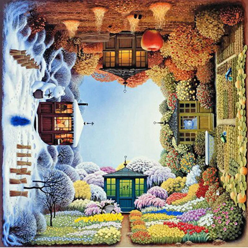Zhuistar Four Seasons коттедж полный алмазов вышивки стены Книги по искусству алмаз