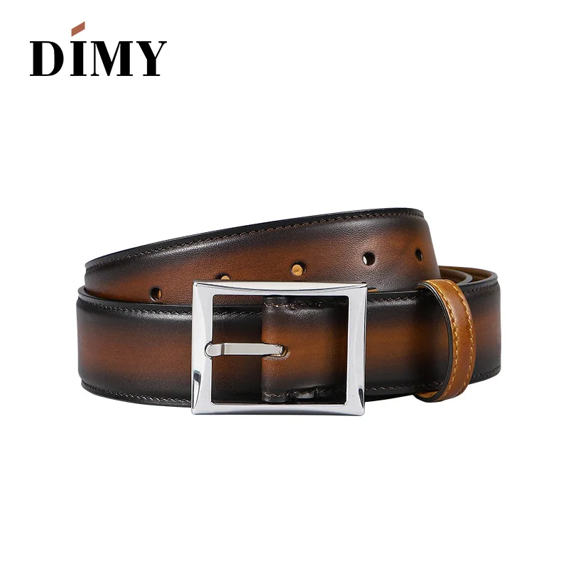 

100% Cowhide Genuine Leather Belts For Men Designer Pin Buckle Business Fashion Belt Hand-brushed Retro Letter Youth Belts Wild