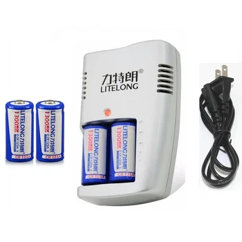 

4pcs CR123A 3V lithium battery 123 camera lithium battery 16340 flashlight battery + 3V Battery Charger