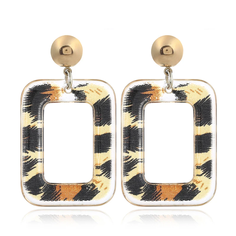 

Boho Leopard acrylic Dangle Earrings kolczyki Doucle d'oreille femme 2019 Oorbellen Pendientes Earings Aretes de mujer Brincos