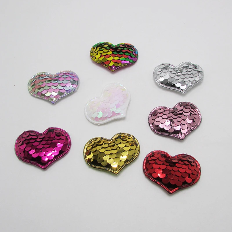 

Glitter Paillette Pads Patches Heart Head Appliques for Craft Clothes Sewing Supplies DIY Hair Clip Accessories
