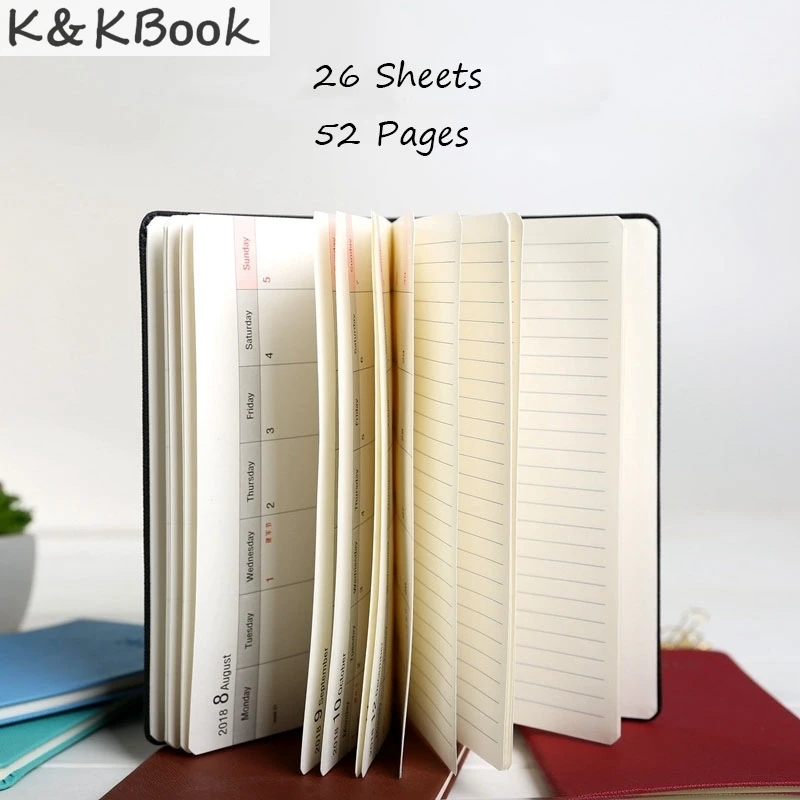 K & KBOOK 2018 ежемесячный планировщик A6 календарь винтажный кожаный блокнот молочный