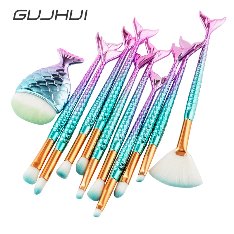 

11PCS Professional Mermaid Makeup Brushes Foundation Eyebrow Eyeliner Blush Powder Cosmetic Concealer Beauty Makeup Brushes Set