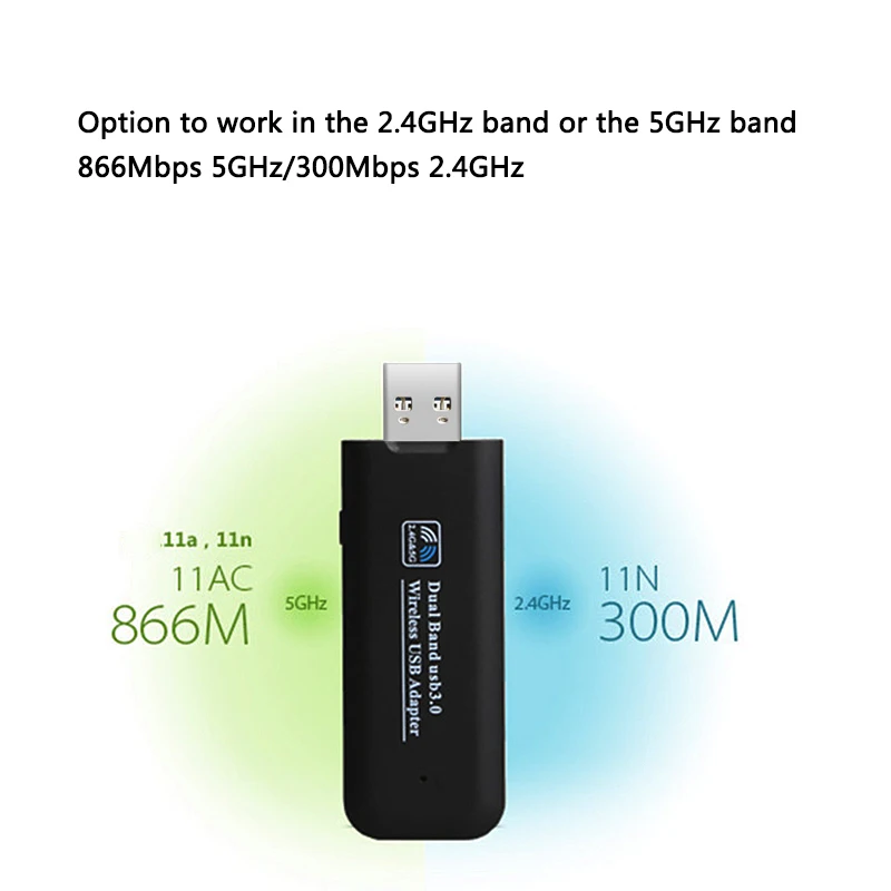 2,4 Мбит/с USB беспроводной Wi-Fi адаптер 1200 ГГц 5 ГГц Wifi двухдиапазонный сетевой адаптер 802.11AC