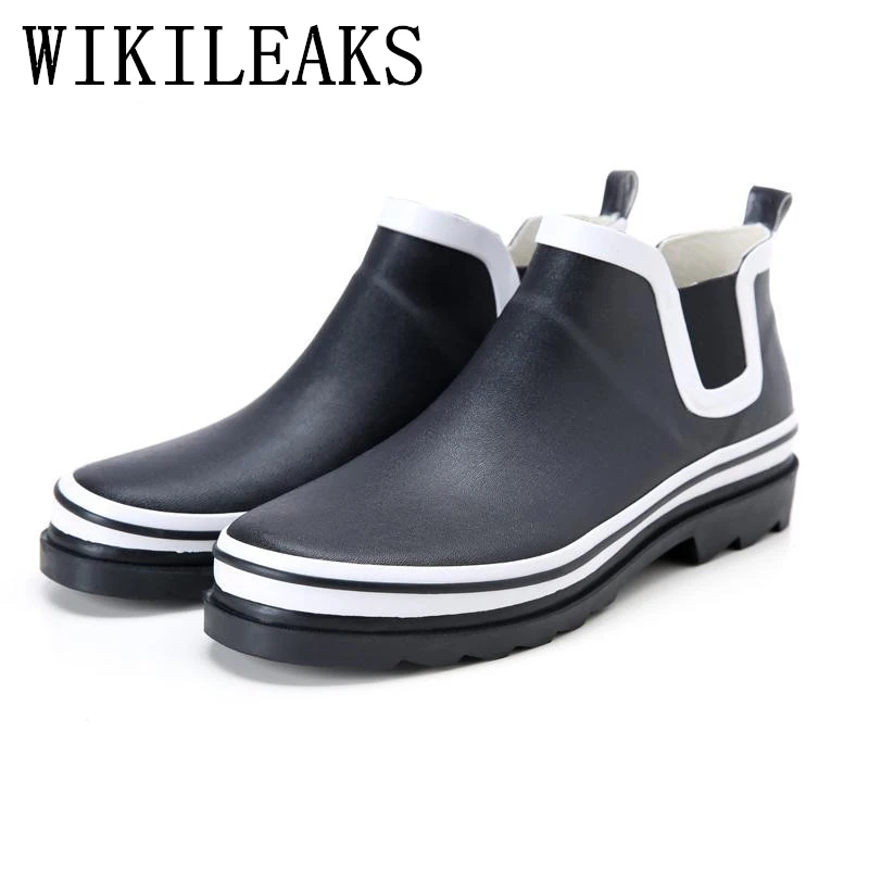 

2018 korean version mens rubber rain boots fishing high quality rain shoes men fashion striped Ankle Rainboots man bota feminina