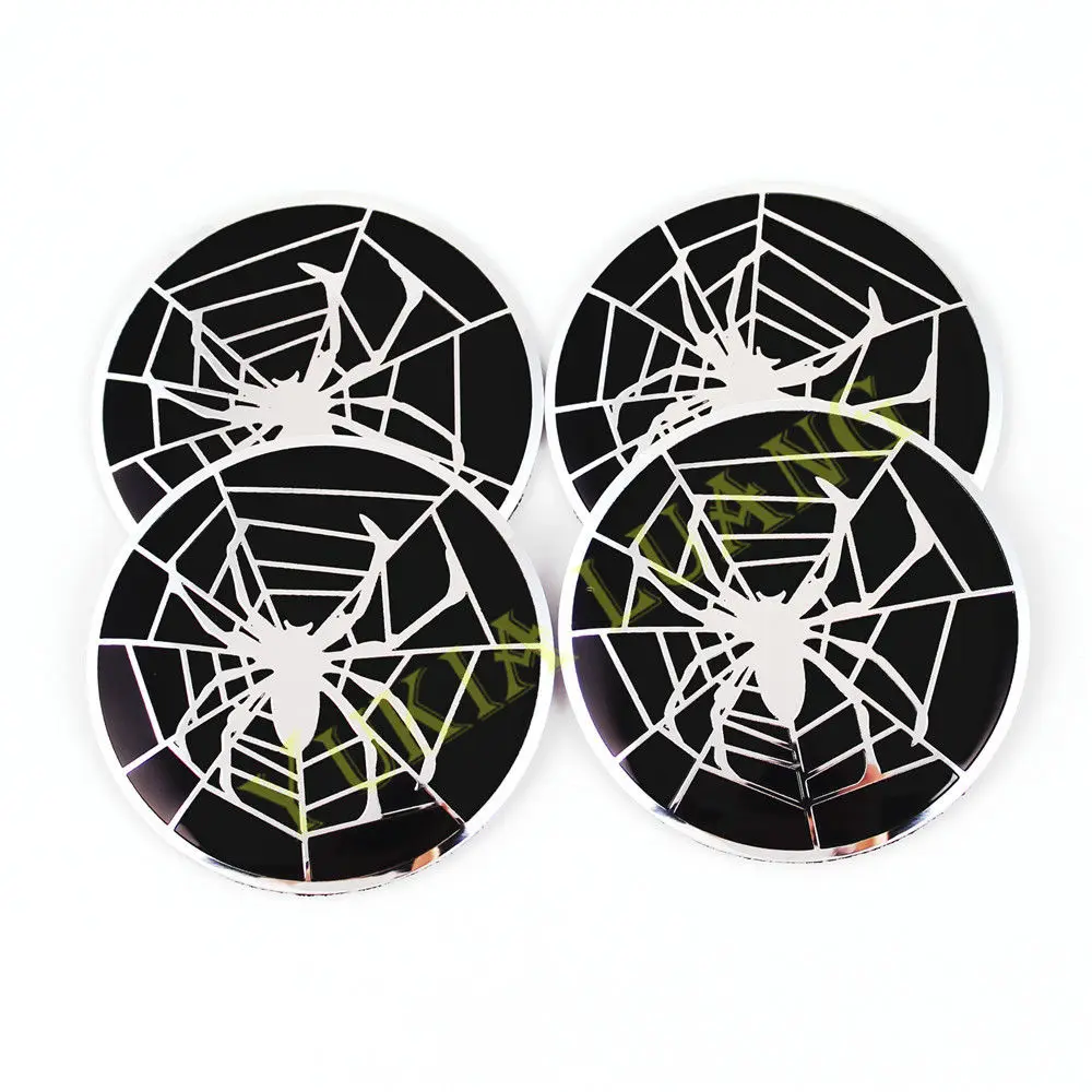 

4x 56.5mm White Spider Emblem Car Steering Wheel Center Hub Cap Badge Stickers
