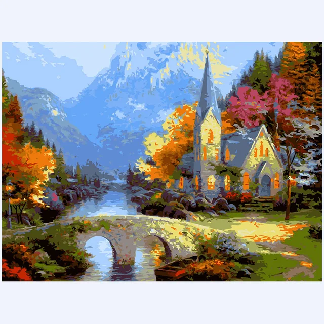 Paesaggio Colorare dai Numeri Classico Castello Quadri A Olio su ... Paesaggio Colorare dai Numeri Classico Castello Quadri A Olio su ...
