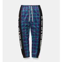 Винтаж Цвет Блок Лоскутная сращены с принтом букв штаны Весна/Осень Хип-хоп Повседневное уличная oversize свободные штаны