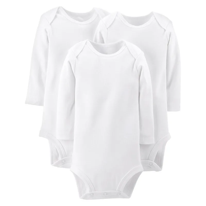 3Pcs/lot Long Sleeve Baby Boy Girl Bodysuit Body Clothes Newborn White
