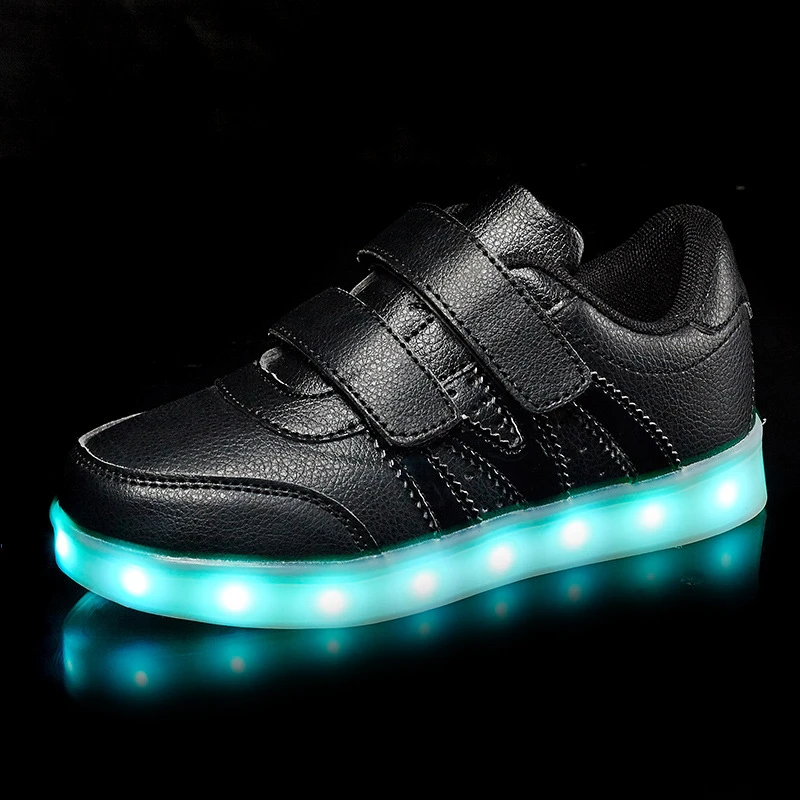 Muchachos de las muchachas de Luz Luminosa Zapatillas 2017 Niños Zapatos Con Luces LED Casual Kids Shoes Jazzy Júnior Zapatillas PU Material|shoes with lights kids|light luminousboy light -