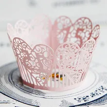 Розовое Кружевное украшение в виде сердечек обертки для кексов бумажные кексы чашки торт вечерние бумага для выпечки