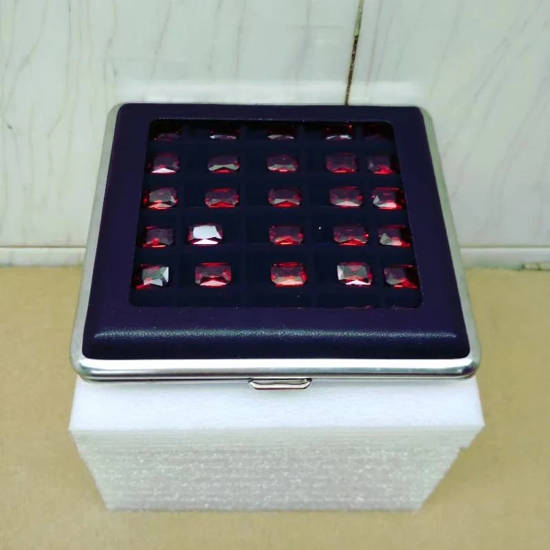 Высококлассная черная коробка для хранения из кожзаменителя с бриллиантами, коллекционный чехол с драгоценными камнями, 30 ячеек, держатель для демонстрации драгоценных камней, органайзер, металлический с крышкой