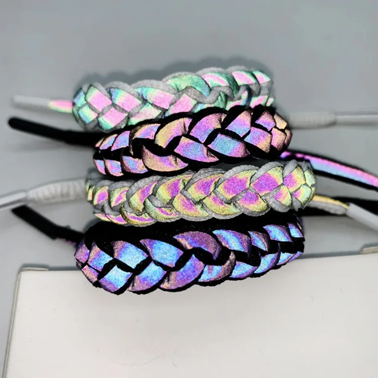 

Little lion bracelet holographic reflection lace woven bracelet gradient fluorescent couple hand strap