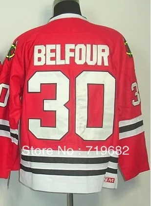 Free Shipping #30 ED Belfour Men's Ice Hockey Jersey Embroidery and Sewing Logos Size M--3XL Accept Mix Order | Спорт и
