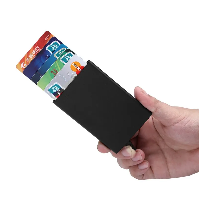 

Slim Thin Business Card Case PU & Alloy Bank Credit Card Package credit card holder Card Box carteira feminino masculina