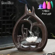 Большой размер бергамот лотоса Курильница для благовоний горелка водопад Лотос подставка для ароматических палочек курильница домашний офисный декор+ 10 шт Бесплатный подарок