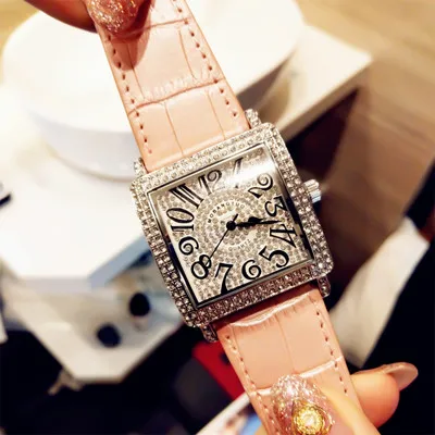 

The bond tuo drill square with fashion ladies watch Roman scale joker waterproof fashion watch quartz watch