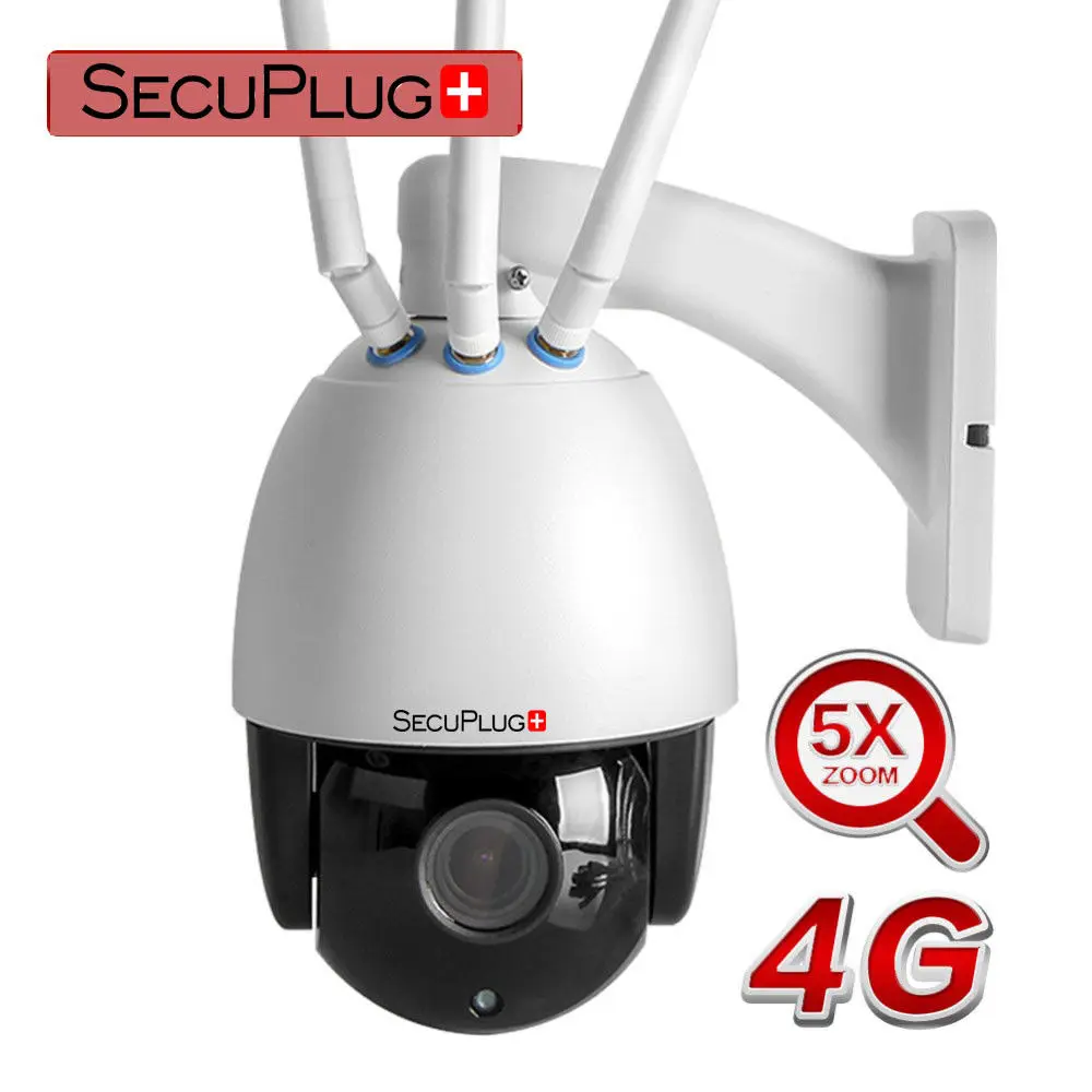 Outdoor 4G SIM Card Dome CCTV IP Camera PTZ HD1080P 5X Zoom Audio IR