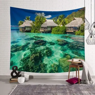 Гобелен настенный кокосовый пляж вид на море Многофункциональный гобелен Бохо покрывало с принтом йога коврик одеяло ткань для пикника - Цвет: 11