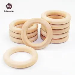 Давайте сделаем оптовая продажа 50 мм 100 шт. клен деревянные кольца логотип Еда Класс деревянный Зубное погремушка игрушки Детские Детская