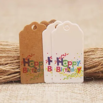 

4*2cm mutli styles lovely wedding labes tag 100pcs full color print Happy birthday gifts decoration hang tag with string100pc/lo