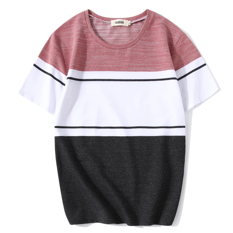 

BROWON Summer 2019 T Shirt Men Fashion Short Sleeve Striped Pattern O-neck T-shirt Men Color Match Mens Fashion