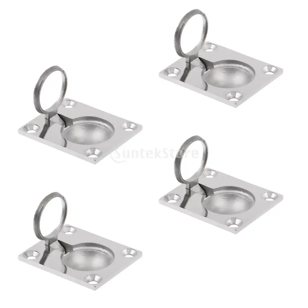 

4Pcs/Set Boat Marine 316 Stainless Steel Flush Liftting Ring / Hatch Pull Handle 48mm x 38mm Rowing Boats Accessories