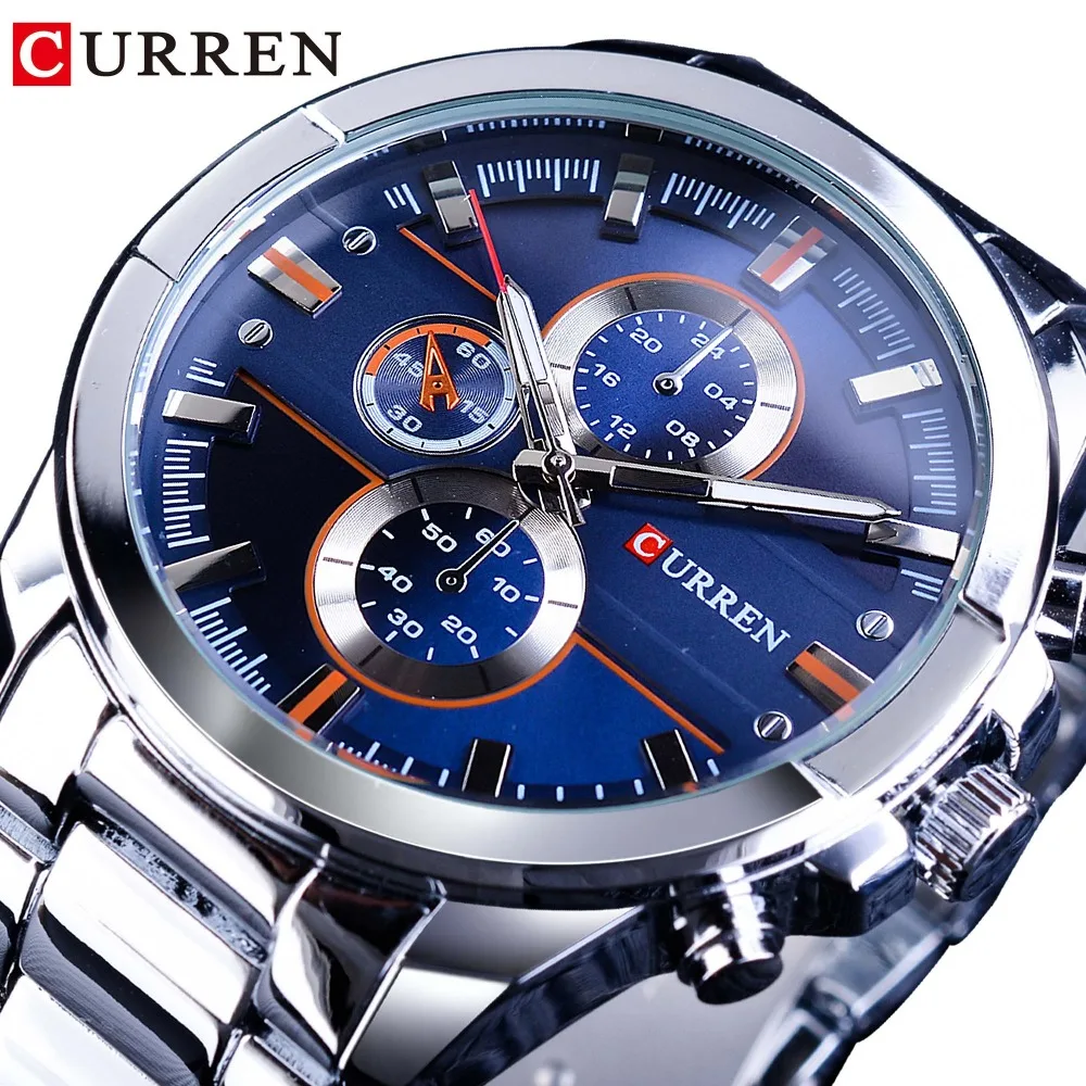 curren watches blue dial