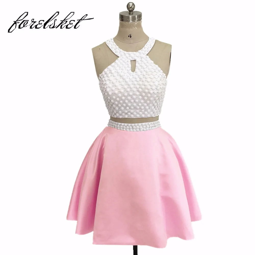 Платье для подружки невесты из двух предметов с завязкой на шее|blush pink bridesmaid
