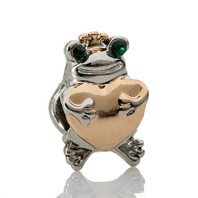 1pc Hot Sell 925 Silver frog Charm 14KP Style European Charms Silver