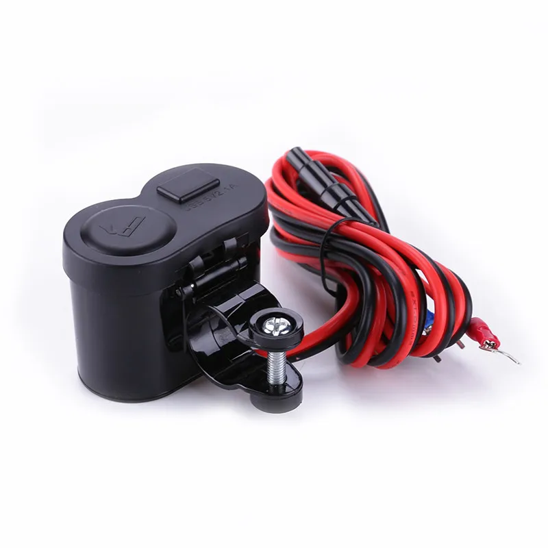 

Alloet Motorcycle Scooter Handle Bar Mounted Charger Dual USB Charger For Phone + 12V/24V Motorcycle Cigarette Lighter Socket