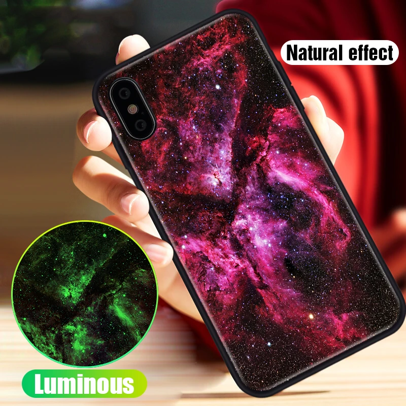 Artisome Glass Phone Case For iPhone 6 s 7 8 Plus Silicone Star Space Cover Case For iPhone X 10 XS MAX Luxury Case For iPhone 6  (1)