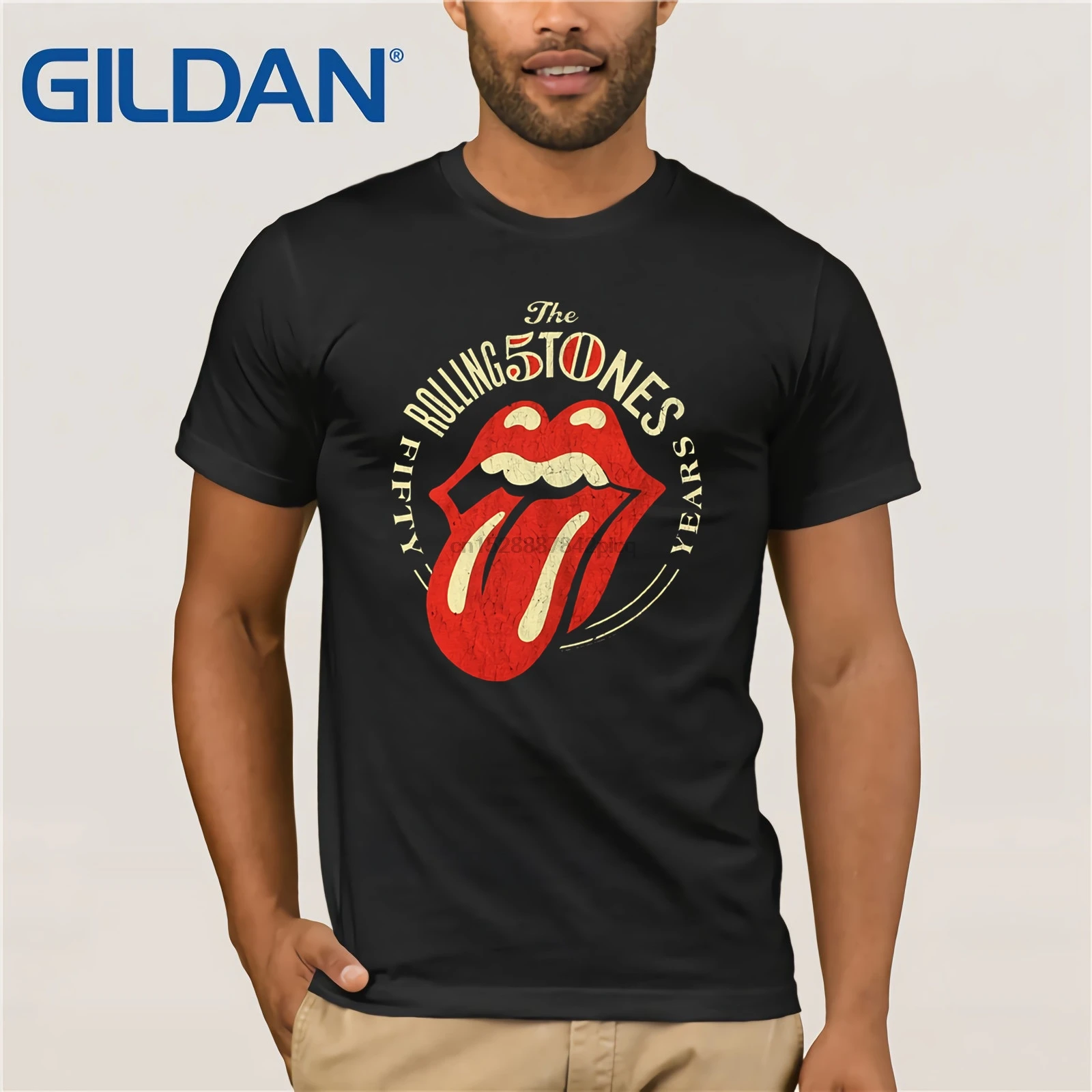 

Rolling Stones 50 Years print cotton casual o-neck T-Shirt