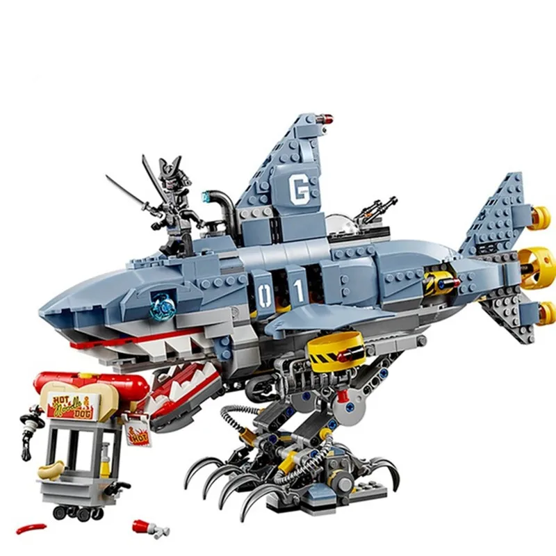 

929pcs Diy Compatible With Legoingly Ninjagoes Movie Garmadon Shark Model Educational Building Blocks Bricks Toys For Children