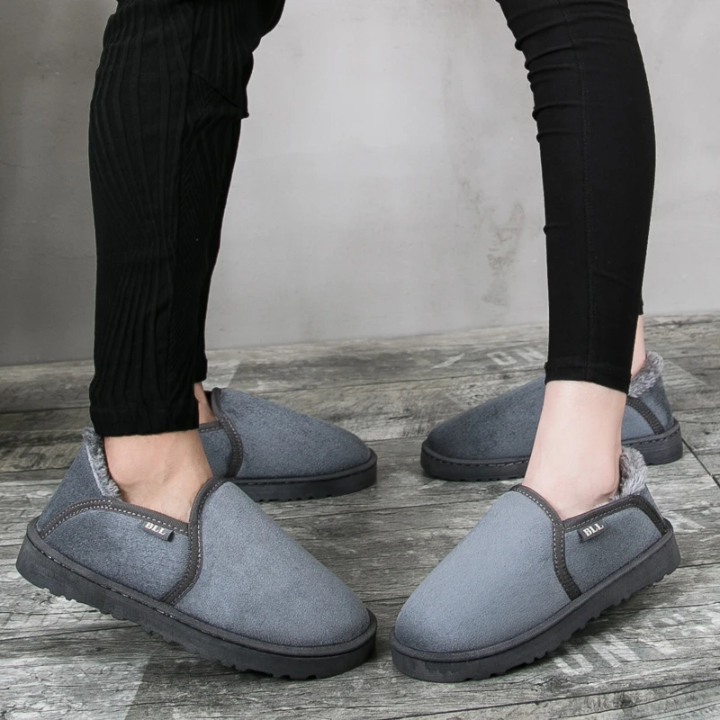 

Couples Snow Boots Black Brown Woman Boots Flat with Fur Winter Warm Casual Shoes Slip on Comfortable Unisex Outdoor Boots