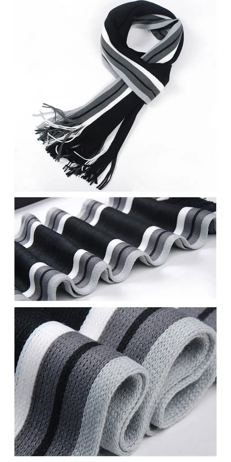 Элегантный мужской зимний полосатый шарф с бахромой, длинная шаль из пашмины, Классическая полосатая шаль из искусственной шерсти, шарф с кисточками