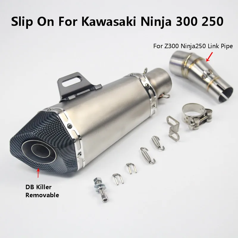 

Motorcycle Full Exhaust System Slip on For Kawasaki 250R Ninja 250 Ninja 300 Z250SL Exhaust Muffler Pipe