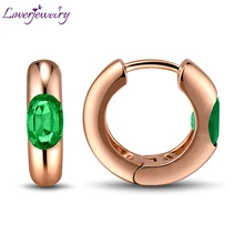 LOVERJEWELRY обручение Твердые 18 К розовое золото натуральный колумбийский изумруд серьги Овальный 4x6 мм натуральный драгоценный камень для женщин хорошее ювелирное изделие