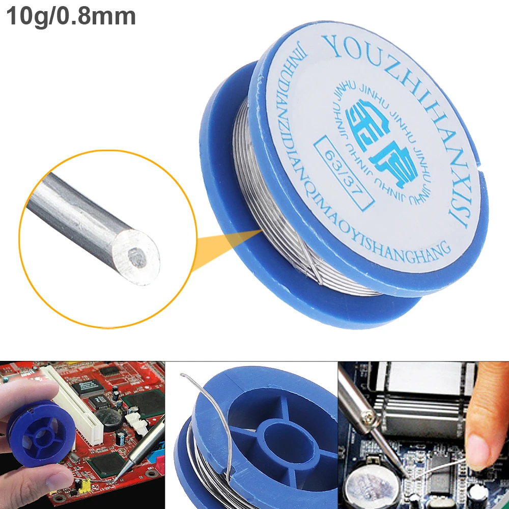 63/37 10g 0.8mm High Purity Tin Lead Rosin Core Solder Wire with 2% Flux Low Melting Point for Electric Soldering Iron