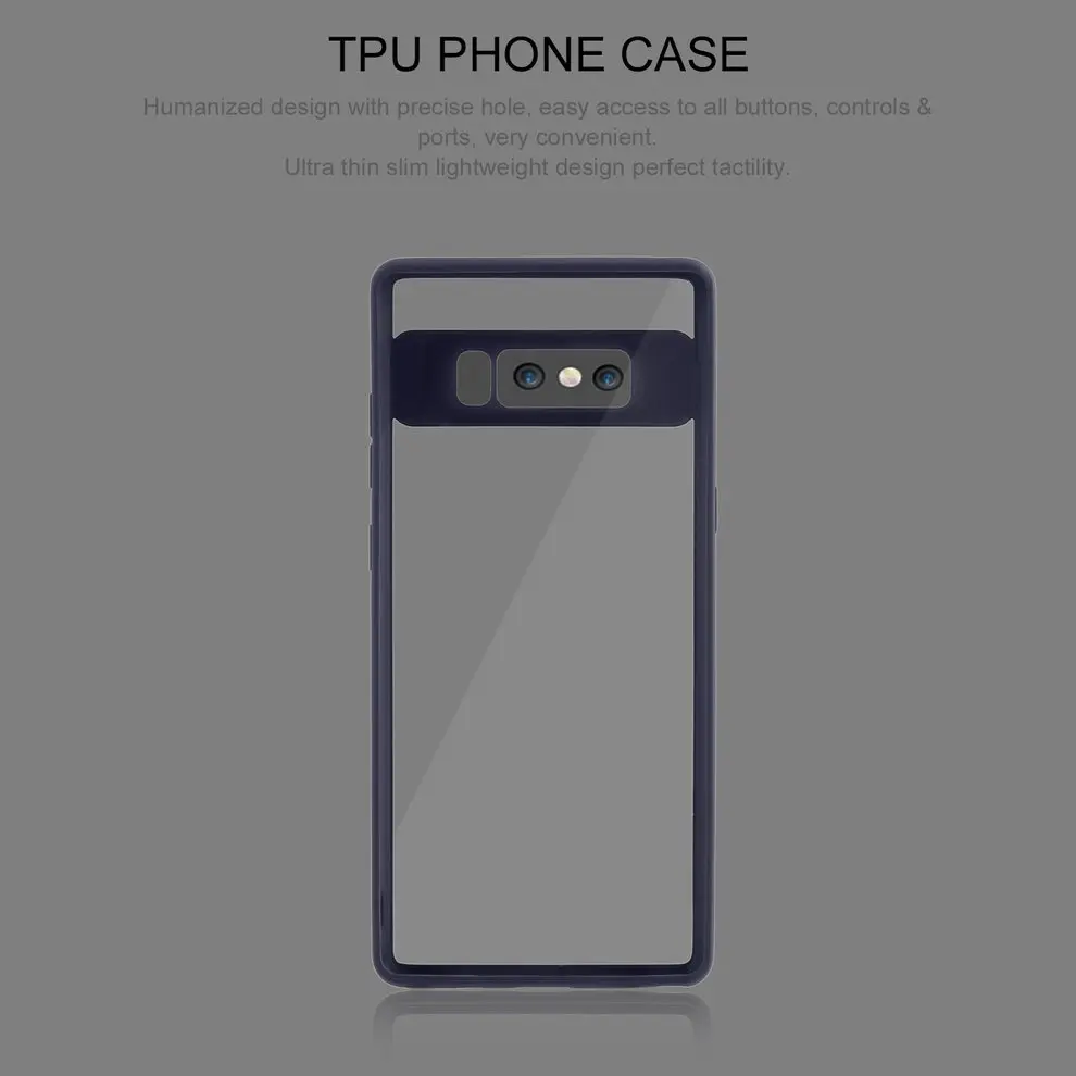 

2 PCS Ultra-thin Clear Case Transparent Soft Phone Back Cover Shockproof Blue Protective Cover For Samsung Galaxy Note 8