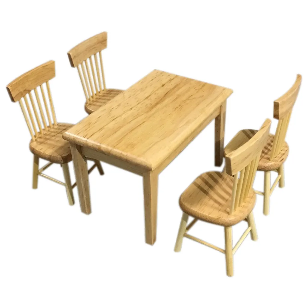 1:12 Dollhouse Miniature Furniture Wooden color Dining Table Chair Set Kitchen Doll house decoration Kids Toy Miniature C604 1:12 Dollhouse Miniature Furniture Wooden color Dining Table Chair Set Kitchen Doll house decoration Kids Toy Miniature C604