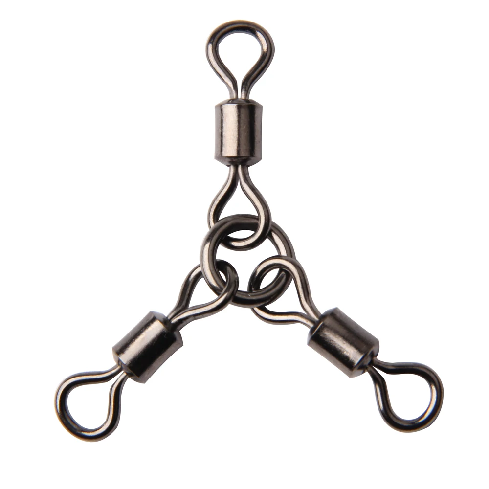 

20Pcs Three Way Rolling Fishing Swivel With Solid Ring Heavy Duty 3 Way Swivel Snaps Terminal Tackle Fishing Line Connector