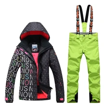 GsouSnow зимний женский лыжный костюм водонепроницаемый теплый дышащий альпинистская штурмовая одежда Одиночная двойная Черная Пластина