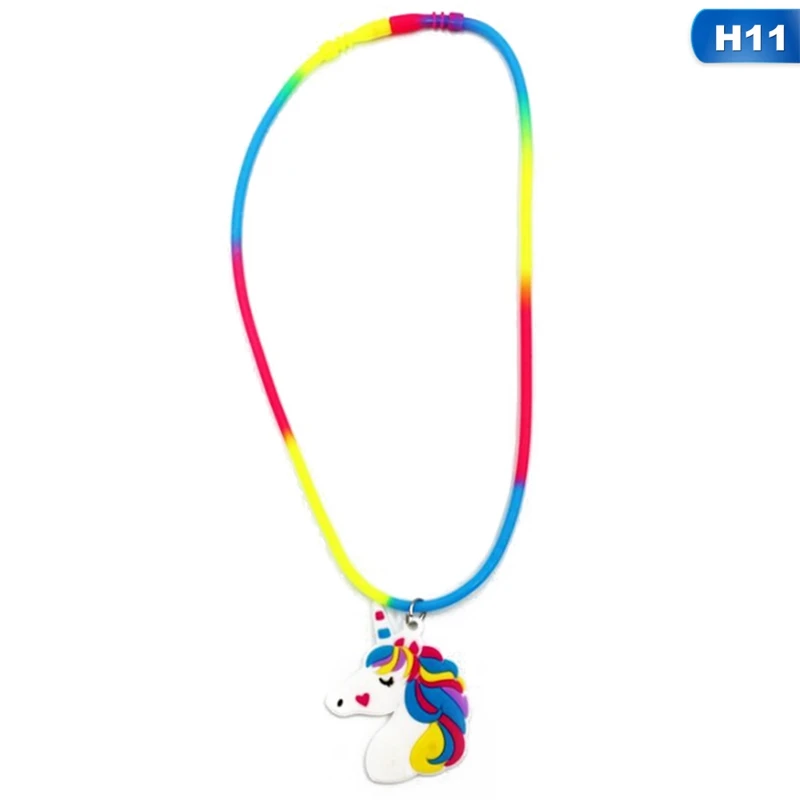 Rainbow Unicorn Pendant Rubber Necklaces Accessories -Unicorn Fashion