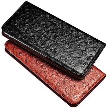 

Ostrich Texture Genuine Cow Leather Case For LG Q6 Mini Q7 G6 G7 G8 G8S ThinQ Cover Flip Stand Magnetic Phone Bag