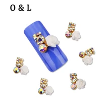 10pcs New AB Rhinestone NO 5 Resin Flowers Alloy Nail Art Decoration 3d Jewelry DIY Beauty Manicure Nail Tools