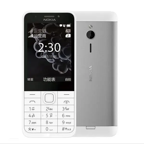 Nokia 230 разблокированный GSM 2,8 дюймов две sim-карты и одна карта 2MP QWERTY клавиатура английский Восстановленный мобильный телефон