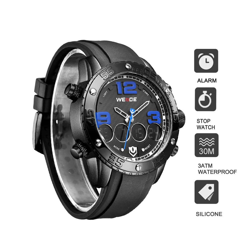 WEIDE analog Men's watches the best luxury brand waterproof watch Silicone Sport watches men electronic watches automatic clock