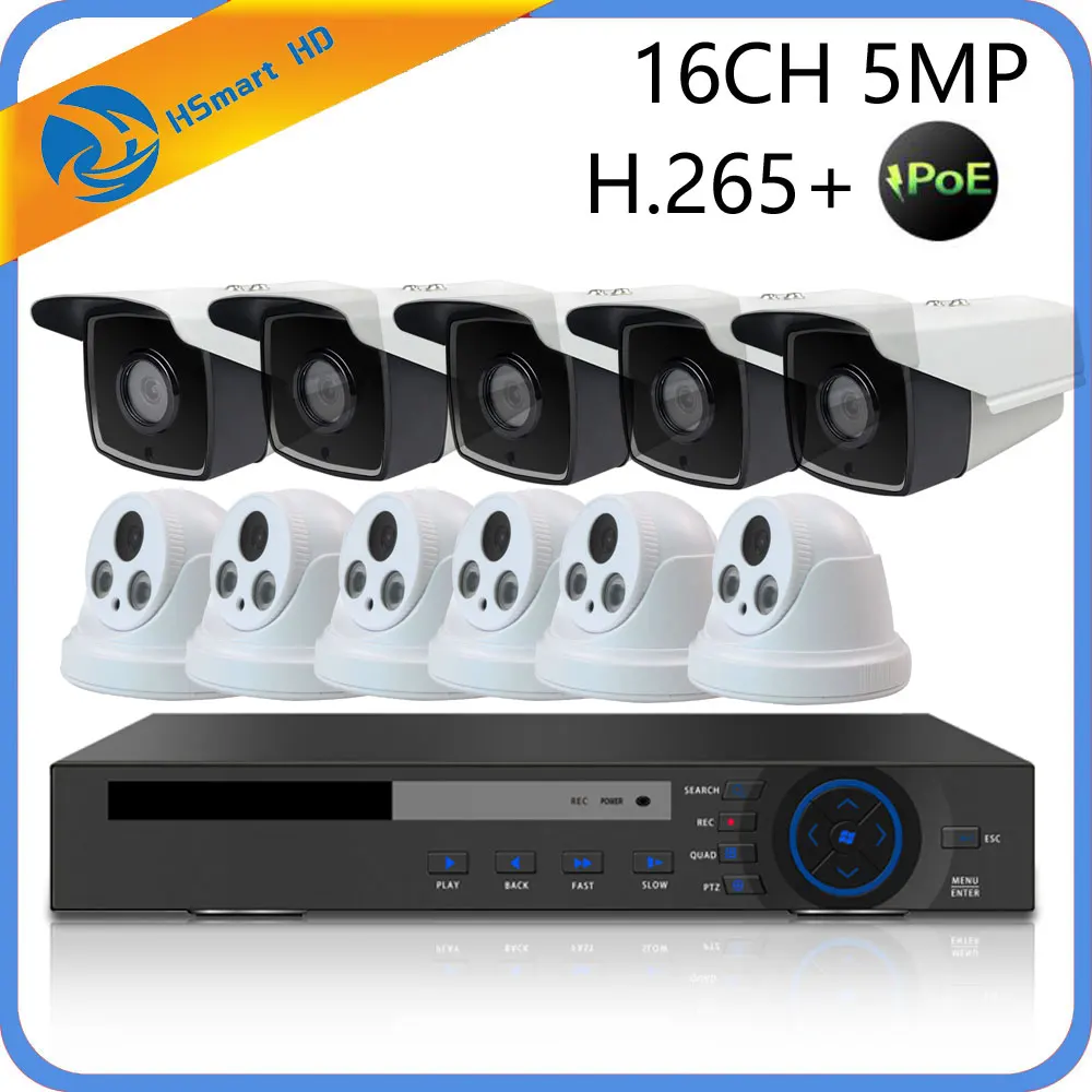 16CH 5MP POE NVR CCTV система безопасности 4 IR светодиодный открытый 3MP IP камера купольная poe камера s 3.0MP P2P система видеонаблюдения+ ТБ